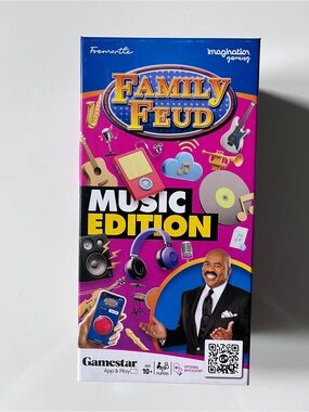 Family Feud Music Edition Board Game - Pink & Blue Box